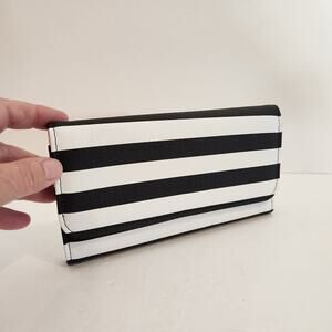 KUT FROM THE KLOTH Black White Stripe Wallet Minimalist Classic Womens OS NEW